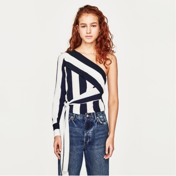 Zara Asymmetrical Striped Top - Picture 3 of 5